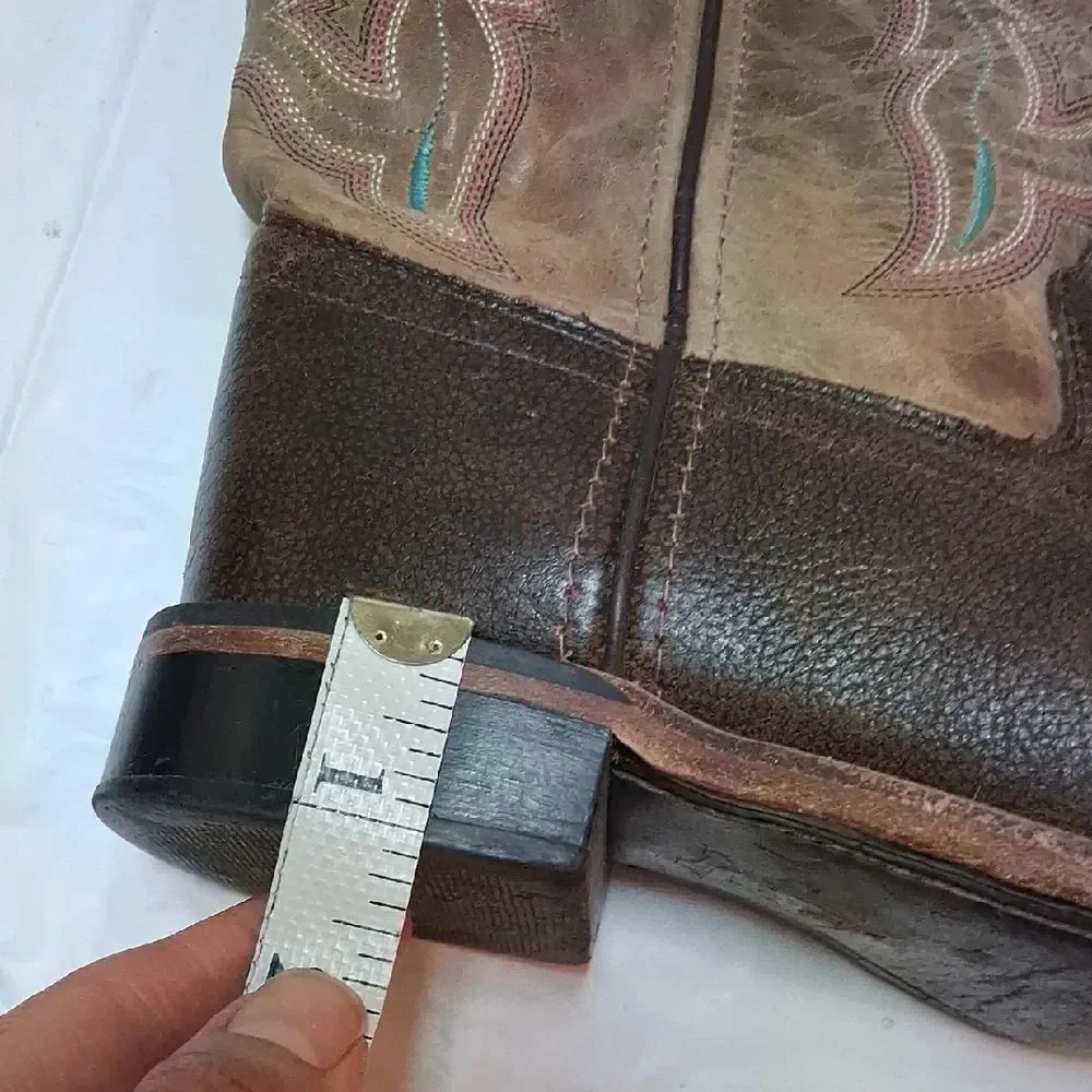 Old West Brown Leather Cowboy Boots
